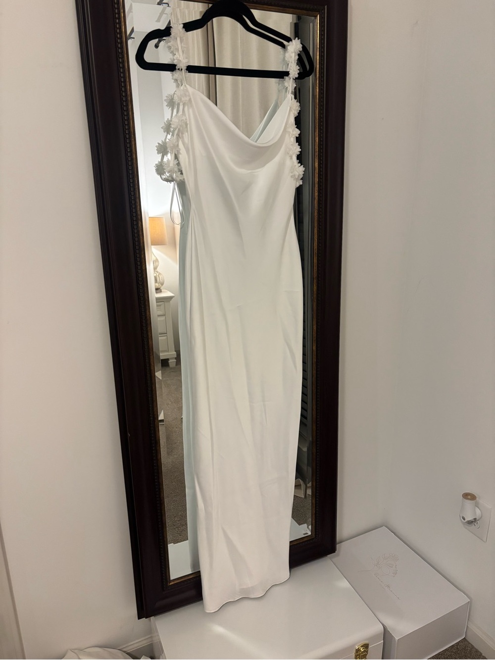 Altar'd State White Maxi Dress with Floral Strap Detail